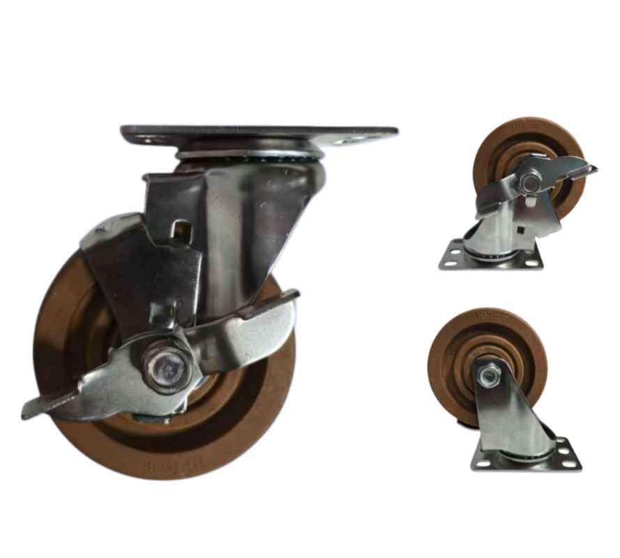 Bánh xe nhiệt độ cao SUS304 có bánh xe màu nâu