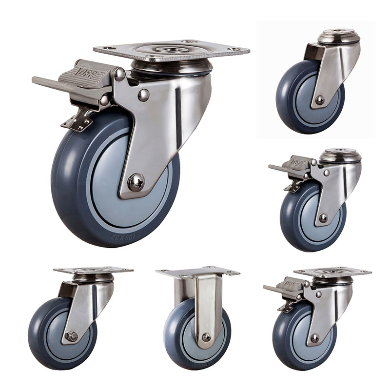 SUS304 Bánh xe y tế trung bình PU